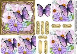 Butterfly Floral Round Edged Pyramage & Decoupage