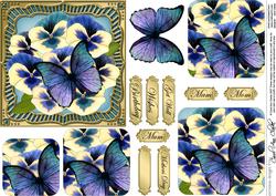 Pansies & Butterfly Round Edged Pyramage & Decoupage