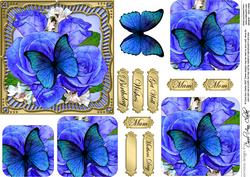 Butterfly & Roses Round Edged Pyramage & Decoupage