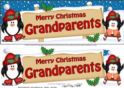 Xmas Grandparents Penguins Signpost Lge Dl Easicut Decoupage