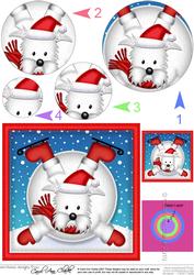 Xmas Oops Westie Dog Snowball Circle Pyramage Topper