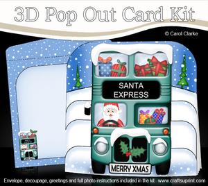 3D Xmas Santa Express Pop Out Card Kit
