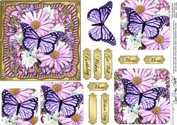 Butterfly Floral Round Edged Pyramage & Decoupage