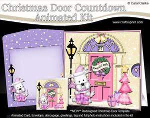 3D Westie Dog Present Christmas Door Countdown Animated Card