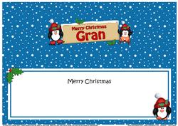 Xmas Gran Penguins Signpost Large Dl Matching Insert