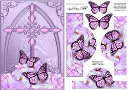 Fancy Cross Pretty Floral Butterfly Pyramid & Decoupage