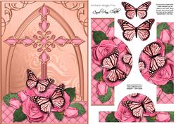Fancy Cross Roses Butterfly Pyramid & Decoupage