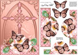 Fancy Cross Butterfly & Wild Roses Pyramid & Decoupage