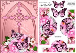 Fancy Cross Butterfly & Blossom Pyramid & Decoupage