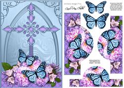 Fancy Cross Pastel Bouquet & Butterfly Pyramid & Decoupage