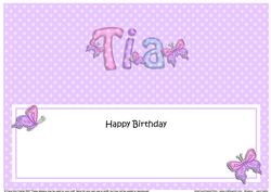 Birthday Tia Butterflies Large Dl Matching Insert