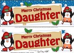 Xmas Daughter Penguins Signpost Lge Dl Easicut Decoupage