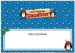 Xmas Daughter Penguins Signpost Large Dl Matching Insert
