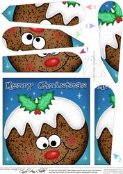 Xmas Pudding Fun Novelty Fan Pyramage Topper