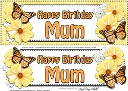 Large Dl Birthday Mum Floral Butterflies Card & 3D Decoupage