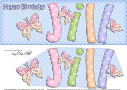 Large Dl Birthday Jill Butterflies Card & 3D Decoupage