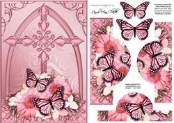 Fancy Cross Blooms & Butterfly Pyramid & Decoupage