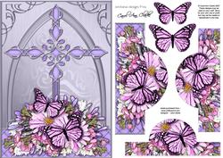 Fancy Cross Bouquet & Butterfly Pyramid & Decoupage