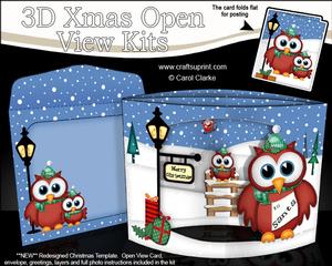 3D Hoot & Little Hoot Owls Christmas Open View Card Kit