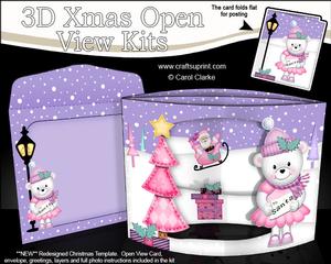 3D Teddy Tess Christmas Open View Card Kit