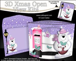 3D Ben Polar Bear's Pudding Christmas Open View Card Kit