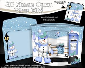 3D Skating Snowman Christmas Open View Card Kit