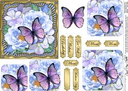 Butterfly Bouquet Round Edged Pyramage & Decoupage