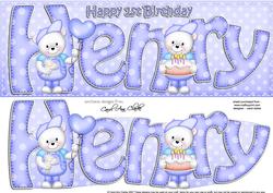 Large Dl 1st Birthday Henry Teddy Quick Card N 3D Decoupage