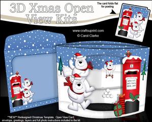 3D Polar Bears Christmas Open View Card Kit