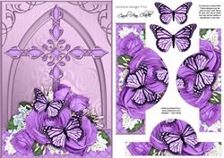Fancy Cross Pretty Roses Butterfly Pyramid & Decoupage
