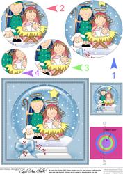Xmas Nativity Snowglobe the Holy Family Circle Pyramage