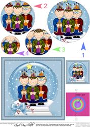 Xmas Nativity Snowglobe We Three Kings Circle Pyramage
