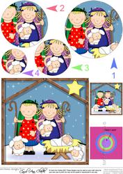 Xmas Nativity Stable Shepherds Visit Circle Pyramage