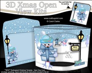 3D Robin's Present Snowman Christmas Open View Card Kit