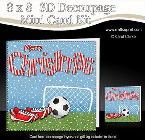 8 x 8 Christmas Football Mini Kit 3D Decoupage