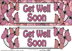Large Dl Get Well Soon Butterflies Card & 3D Decoupage