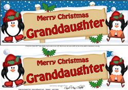 Xmas Granddaughter Penguins Signpost Lge Dl Easicut Decoupag