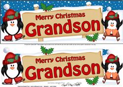 Xmas Grandson Penguins Signpost Lge Dl Easicut Decoupage