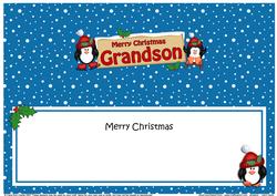 Xmas Grandson Penguins Signpost Large Dl Insert