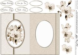 Posy & Pearls Fold Back Card with Decoupage