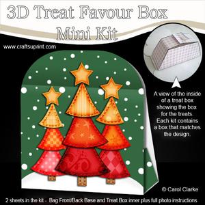 3D Xmas Trees Treat or Favour Box Mini Kit