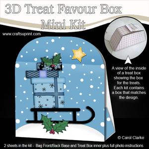 3D Xmas Sledge Treat or Favour Box Mini Kit