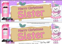 Christmas Sister Teddy Signpost Lge Dl Easicut Decoupage