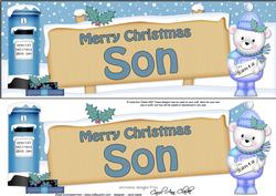 Christmas Son Teddy Signpost Lge Dl Easicut Decoupage