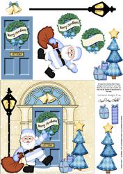 Santa's Sack Christmas Door Quick Card & 3D Decoupage