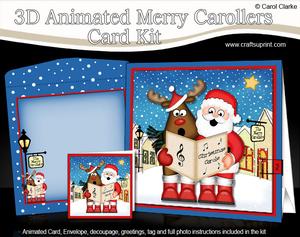 3D Santa & Rudolph Animated Merry Carollers Card Kit