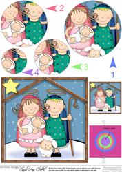 Xmas Nativity the Holy Family Circle Pyramage