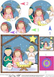 Xmas Nativity the Angel's Visit Circle Pyramage
