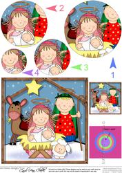 Xmas Nativity in the Stable Circle Pyramage