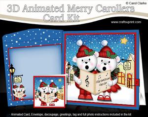 3D Xmas Teddies Animated Merry Carollers Card Kit